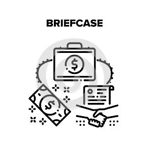 Briefcase Bag Vector Black Illustration