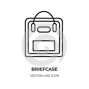 Briefcase black line icon case business bag vector