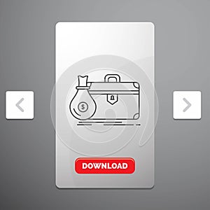 briefcase, business, case, open, portfolio Line Icon in Carousal Pagination Slider Design & Red Download Button