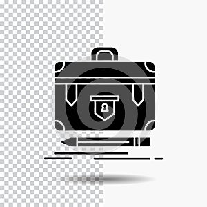 briefcase, business, financial, management, portfolio Glyph Icon on Transparent Background. Black Icon