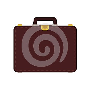 Briefcase business vector icon bag. Isolated case luggage businessman. Suitcase handle portfolio office brown flat equipment