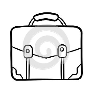 Briefcase case work portfolio bag job single isolated icon with sketch hand drawn outline style