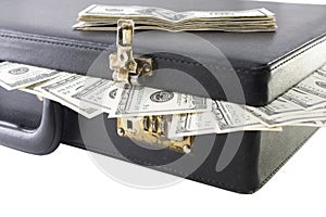 Briefcase with dollars