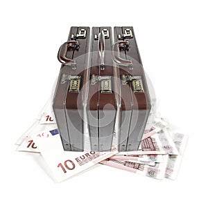 Briefcase on Euro currency.