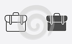 Briefcase filled and outline vector icon sign symbol