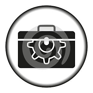 Briefcase gear icon. Business work cog. Vector illustration. EPS 10.