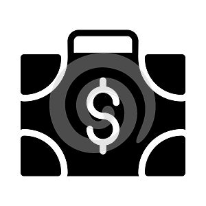 Briefcase glyph flat vector icon