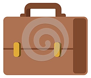 Briefcase icon. Brown leather bag. Office diplomat