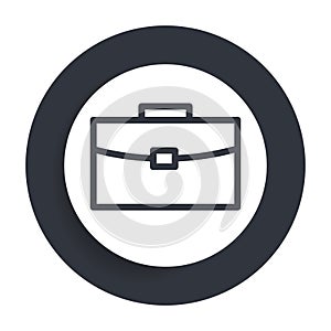 Briefcase icon flat vector round button clean black and white design concept isolated illustration