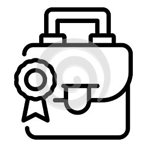 Briefcase icon outline vector. Work business