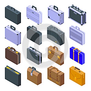 Briefcase icons set, isometric style