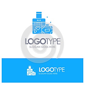Briefcase, Love, Heart, Wedding Blue Solid Logo with place for tagline