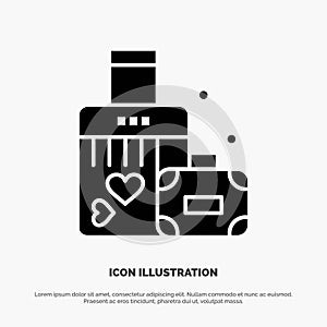 Briefcase, Love, Heart, Wedding solid Glyph Icon vector