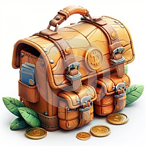 Briefcase with money, suitcase. AI generative
