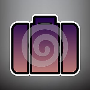 Briefcase sign illustration. Vector. Violet gradient icon with b