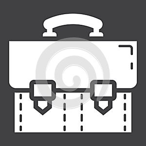 Briefcase solid icon, business and portfolio