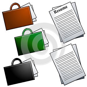 Briefcases and Resume Clip Art