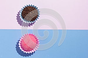 Brigadeiro and Bicho de Pe: sweets from Brazil. Child birthday p photo