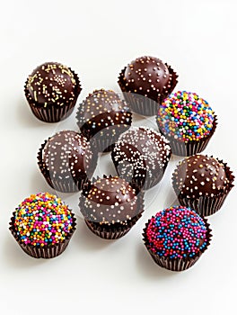 Brigadeiro Brazil Glossy, chocolatecovered brigadeiros grouped together