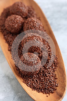 Brigadeiro or Brigadier, Goumert Egg Chocolate Dessert Tradition in Brazil