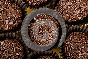 Brigadeiro.Traditional brazilian sweet chocolate. Granulated chocolate