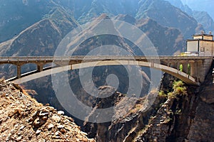 Brigde in central part of Tiger Leaping Gorge in Yunnan, Southern China photo