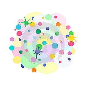 Bright abstract background with colorful circles and blots. Isolated vector composition.