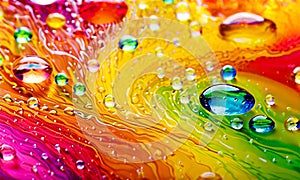 Bright abstract colorful background with drops and bubbles