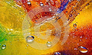 Bright abstract colorful background with drops, splash and bubbles