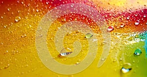 Bright abstract colorful liquid background with multi-colored drops and bubbles