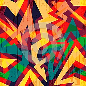 Bright abstract geometric seamless pattern in graffiti style. Quality illustration for your design