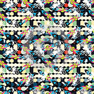 Bright abstract geometric seamless pattern in graffiti style. Quality illustration for your design