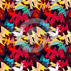 Bright abstract geometric seamless pattern in graffiti style. Quality vector illustration for your design