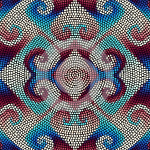 Bright abstract mosaic seamless pattern. Vector background. Endless texture. Ceramic tile fragments.