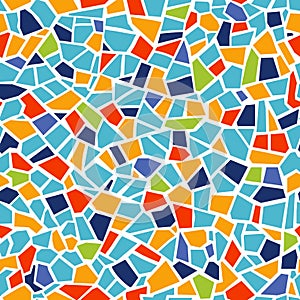 Bright abstract mosaic seamless pattern. Vector background. Endless texture. Ceramic tile fragments.