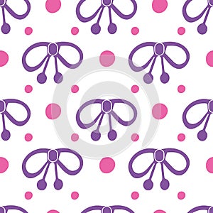 Bright abstract multi-colored background with bows. Seamless illustration. Wallpaper, fabric or paper. Holiday