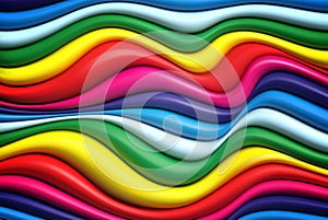 Bright abstract multicolored 3D wavy background.Horizontal lines stripes pattern or background with wavy distortion