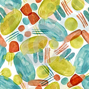 Bright abstract pattern with watercolor shapes