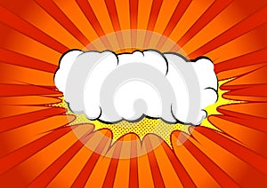 Bright abstract pop art comic book splash cloud. White graphic e