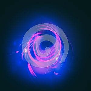 Bright abstract retro background made in 80s style with neon light spiral