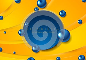 Bright abstract tech wavy background with glossy circles