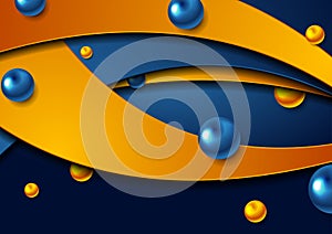 Bright abstract tech wavy background with glossy circles