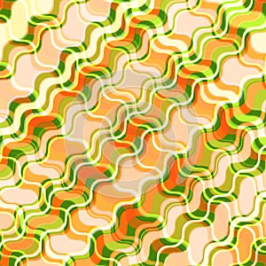 Bright abstract wavy background, diagonal in curls stripes. Light and bright shades of white, green, orange, vector