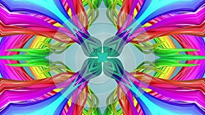Bright abstraction in rainbow color like complex kaleidoscope effect. 4k seamless looped abstract background with multi