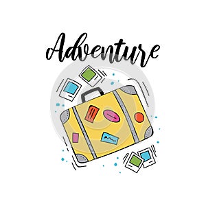 Bright adventure summer travel card or print