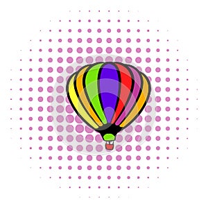 Bright air balloon icon, comics style
