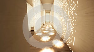 A bright, airy hallway with light-dappled
