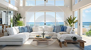 A bright and airy living room with large windows