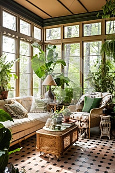 bright and airy sunroom with comfortable seating and greenery