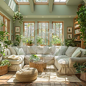 Bright and airy sunroom filled with plants and natural light